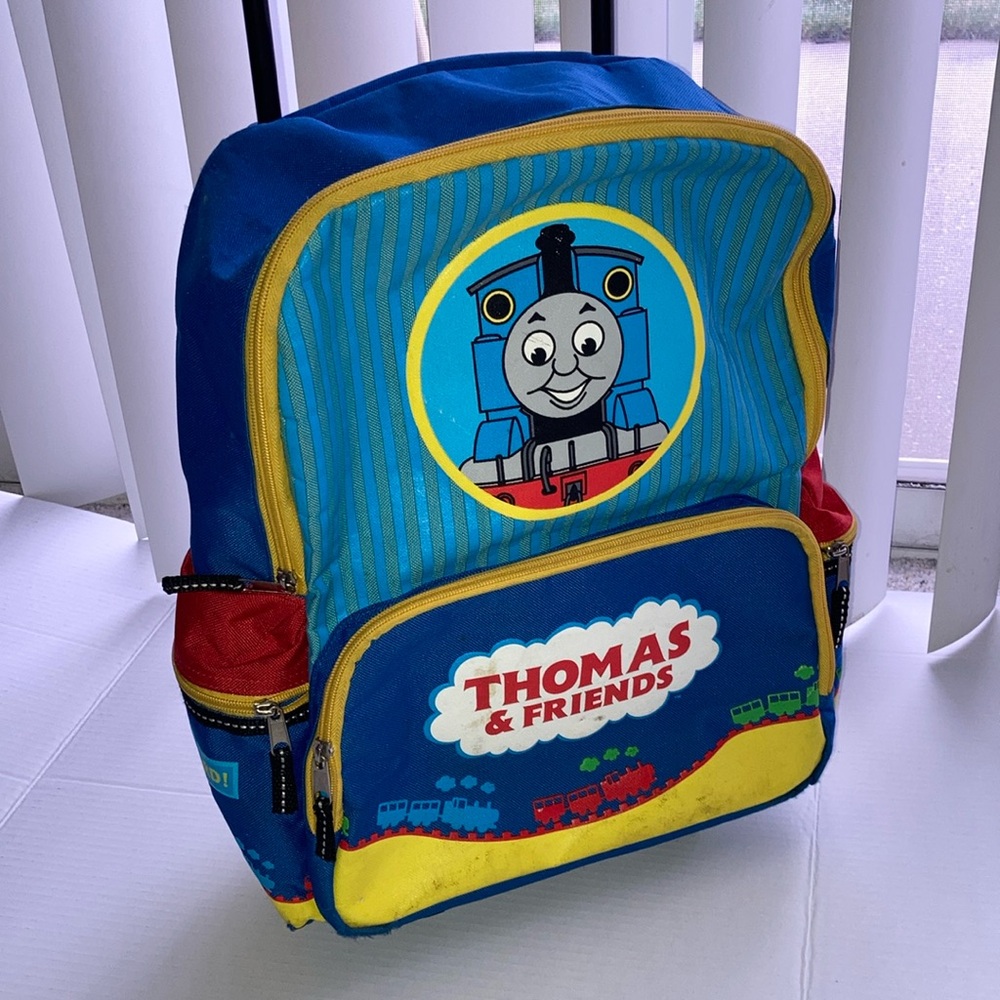 Thomas & Friends Kids 17” Blue Travel Roller Bag Backpack